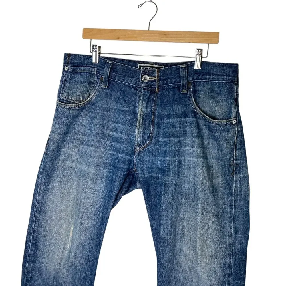 Levis 514 Jeans Mens 36x30 Slim Straight Leg Blue Denim Faux Flap Pocket Western